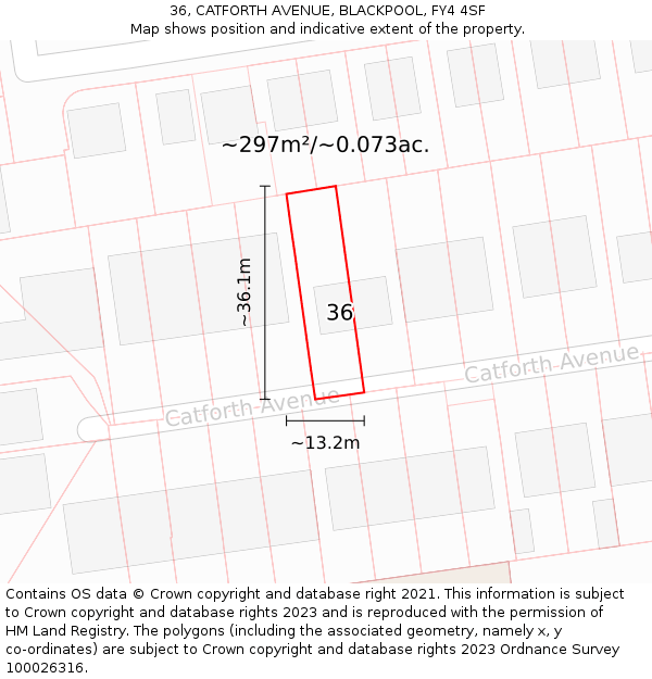 36, CATFORTH AVENUE, BLACKPOOL, FY4 4SF: Plot and title map