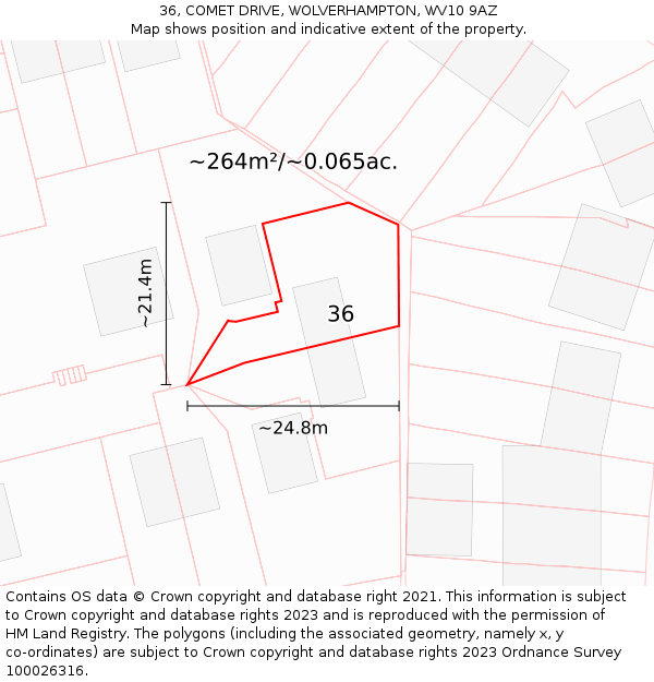 36, COMET DRIVE, WOLVERHAMPTON, WV10 9AZ: Plot and title map