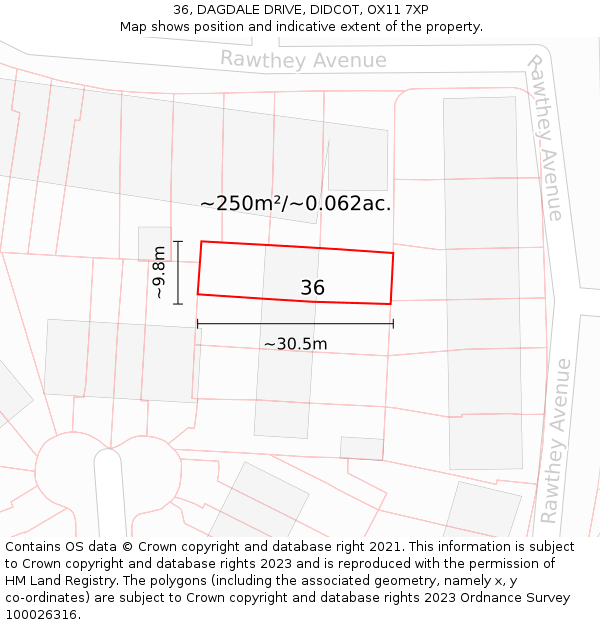 36, DAGDALE DRIVE, DIDCOT, OX11 7XP: Plot and title map