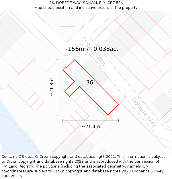 36, DOBEDE WAY, SOHAM, ELY, CB7 5FN: Plot and title map