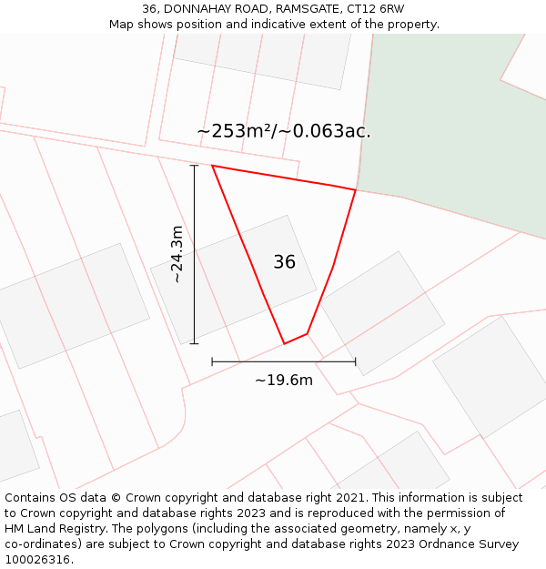 36, DONNAHAY ROAD, RAMSGATE, CT12 6RW: Plot and title map