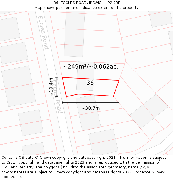 36, ECCLES ROAD, IPSWICH, IP2 9RF: Plot and title map
