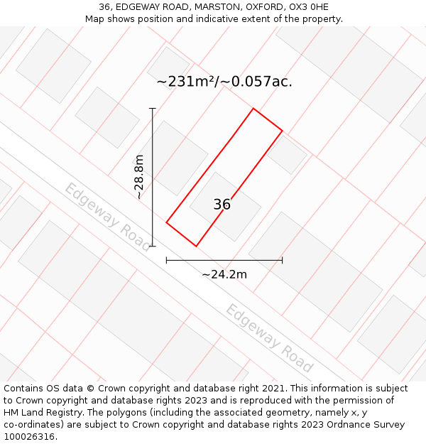 36, EDGEWAY ROAD, MARSTON, OXFORD, OX3 0HE: Plot and title map
