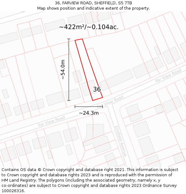 36, FARVIEW ROAD, SHEFFIELD, S5 7TB: Plot and title map