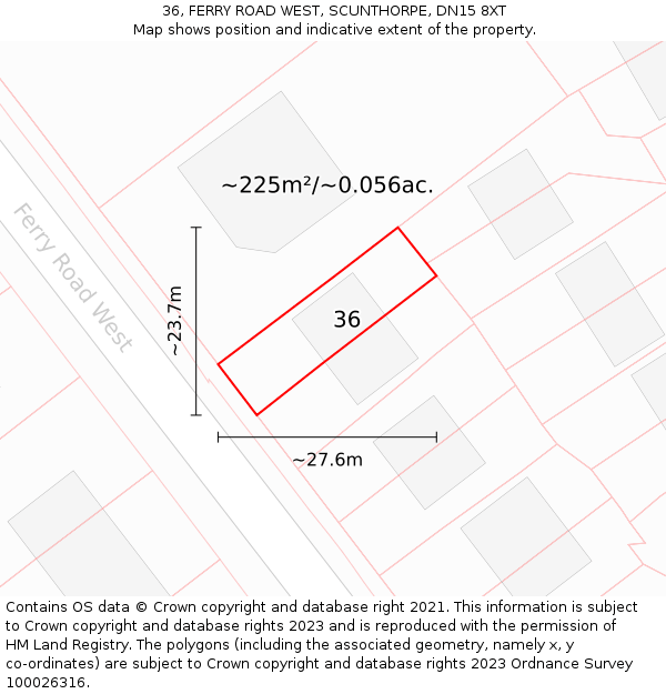 36, FERRY ROAD WEST, SCUNTHORPE, DN15 8XT: Plot and title map