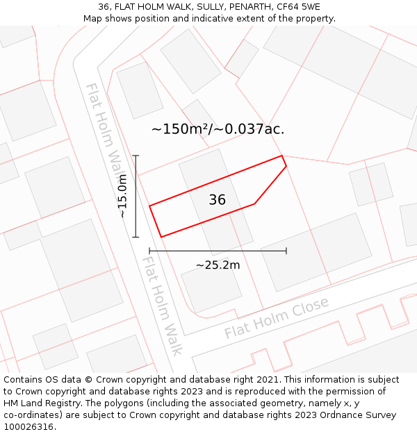 36, FLAT HOLM WALK, SULLY, PENARTH, CF64 5WE: Plot and title map