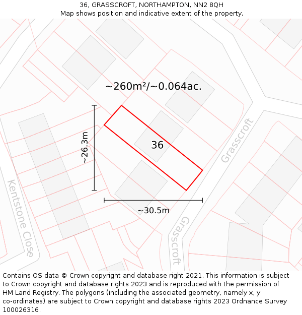 36, GRASSCROFT, NORTHAMPTON, NN2 8QH: Plot and title map