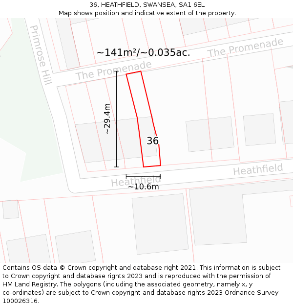 36, HEATHFIELD, SWANSEA, SA1 6EL: Plot and title map