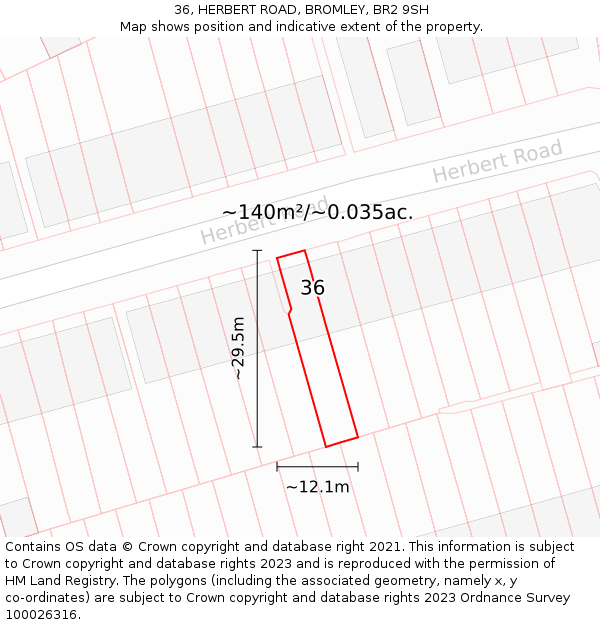 36, HERBERT ROAD, BROMLEY, BR2 9SH: Plot and title map