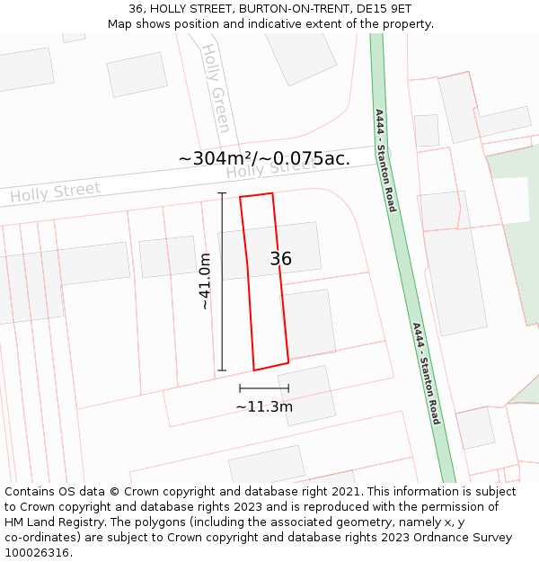 36, HOLLY STREET, BURTON-ON-TRENT, DE15 9ET: Plot and title map