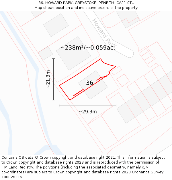 36, HOWARD PARK, GREYSTOKE, PENRITH, CA11 0TU: Plot and title map