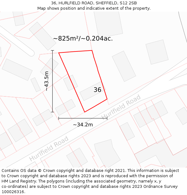 36, HURLFIELD ROAD, SHEFFIELD, S12 2SB: Plot and title map