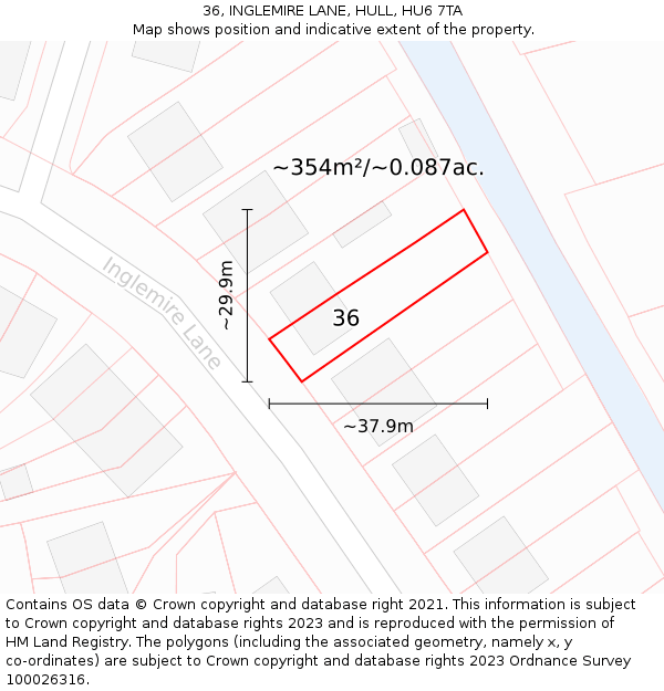 36, INGLEMIRE LANE, HULL, HU6 7TA: Plot and title map