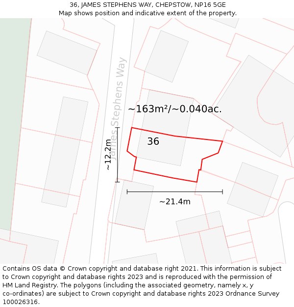 36, JAMES STEPHENS WAY, CHEPSTOW, NP16 5GE: Plot and title map