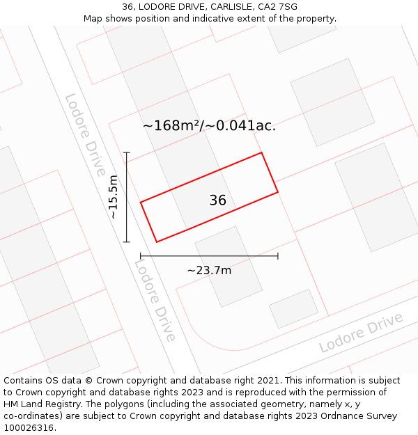 36, LODORE DRIVE, CARLISLE, CA2 7SG: Plot and title map