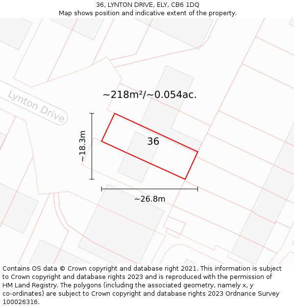 36, LYNTON DRIVE, ELY, CB6 1DQ: Plot and title map