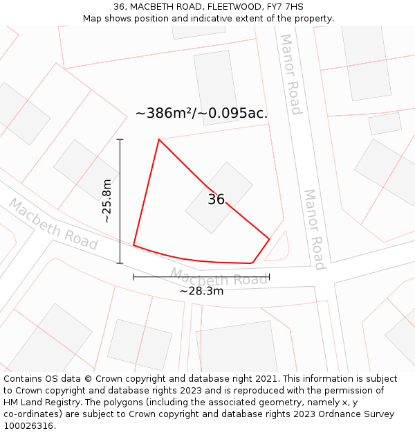 36, MACBETH ROAD, FLEETWOOD, FY7 7HS: Plot and title map