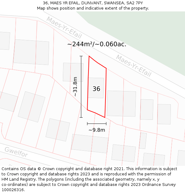36, MAES YR EFAIL, DUNVANT, SWANSEA, SA2 7PY: Plot and title map