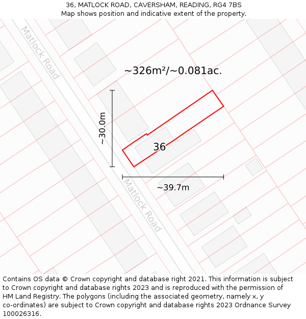 36, MATLOCK ROAD, CAVERSHAM, READING, RG4 7BS: Plot and title map