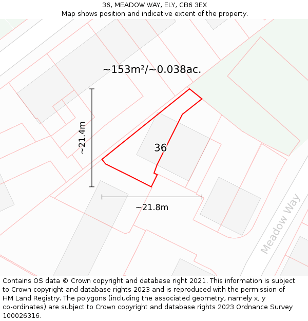 36, MEADOW WAY, ELY, CB6 3EX: Plot and title map