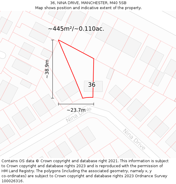 36, NINA DRIVE, MANCHESTER, M40 5SB: Plot and title map