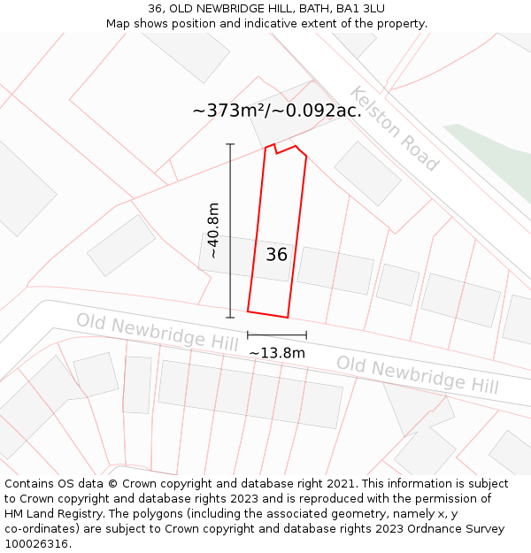 36, OLD NEWBRIDGE HILL, BATH, BA1 3LU: Plot and title map