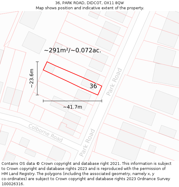 36, PARK ROAD, DIDCOT, OX11 8QW: Plot and title map
