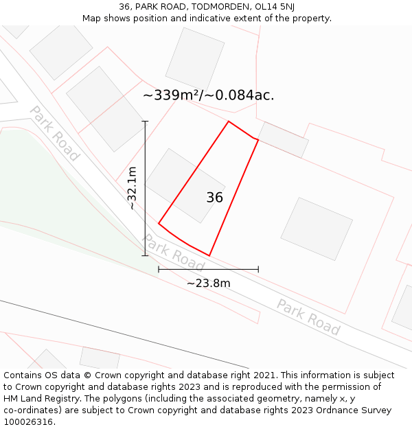 36, PARK ROAD, TODMORDEN, OL14 5NJ: Plot and title map