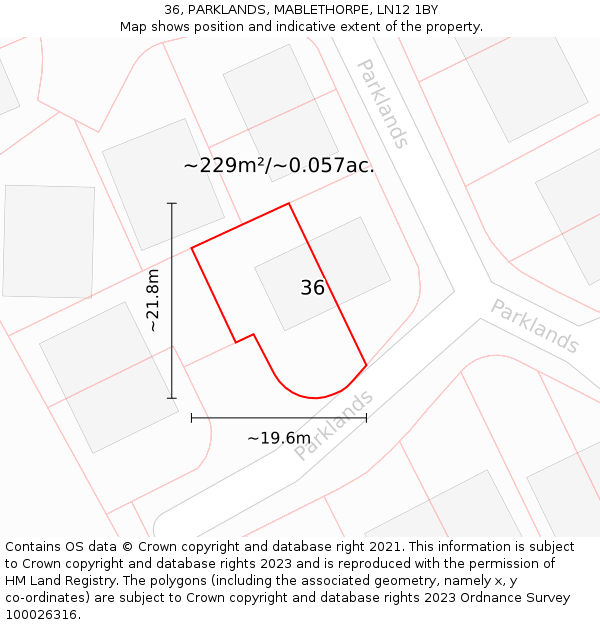 36, PARKLANDS, MABLETHORPE, LN12 1BY: Plot and title map
