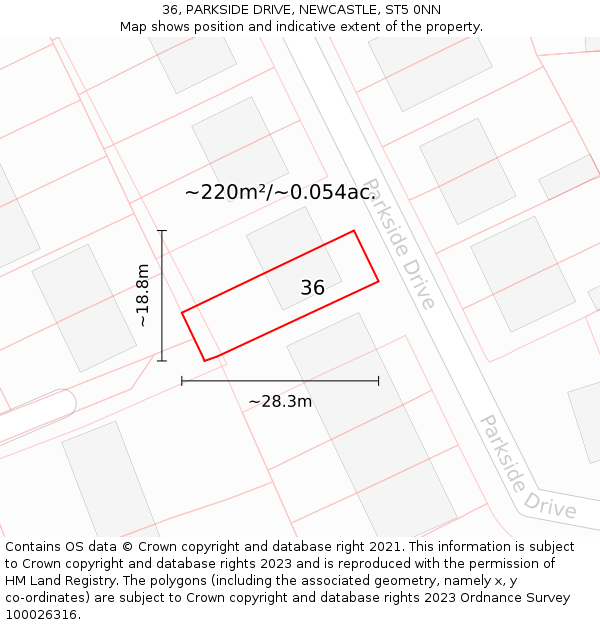 36, PARKSIDE DRIVE, NEWCASTLE, ST5 0NN: Plot and title map