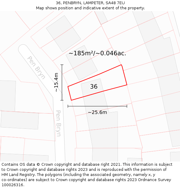 36, PENBRYN, LAMPETER, SA48 7EU: Plot and title map