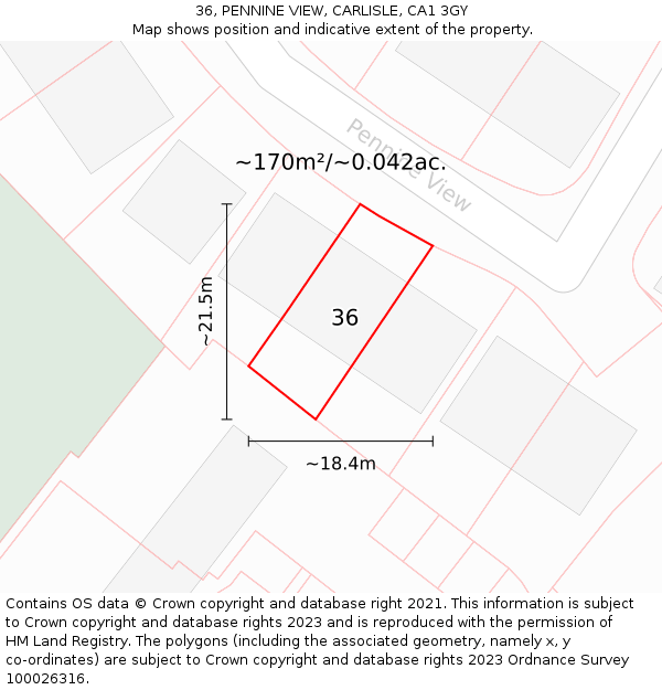 36, PENNINE VIEW, CARLISLE, CA1 3GY: Plot and title map