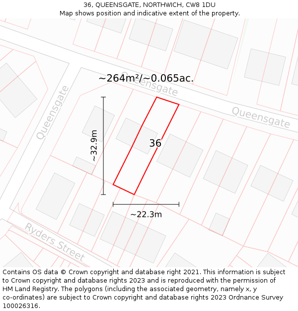 36, QUEENSGATE, NORTHWICH, CW8 1DU: Plot and title map