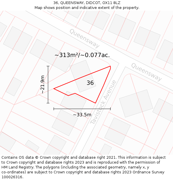 36, QUEENSWAY, DIDCOT, OX11 8LZ: Plot and title map