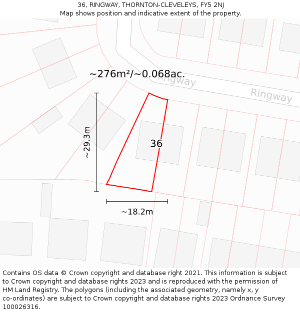 36, RINGWAY, THORNTON-CLEVELEYS, FY5 2NJ: Plot and title map