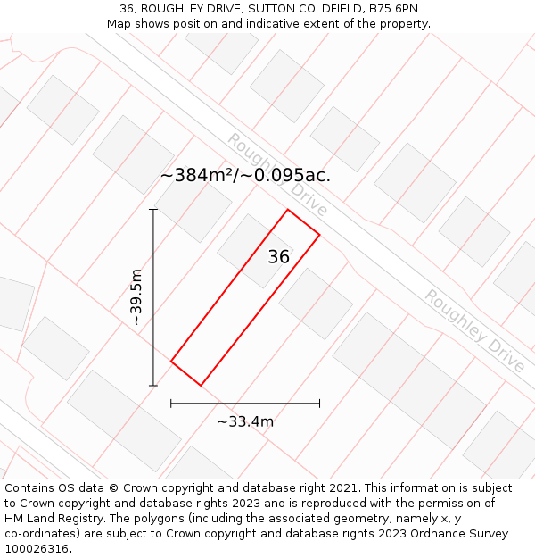 36, ROUGHLEY DRIVE, SUTTON COLDFIELD, B75 6PN: Plot and title map