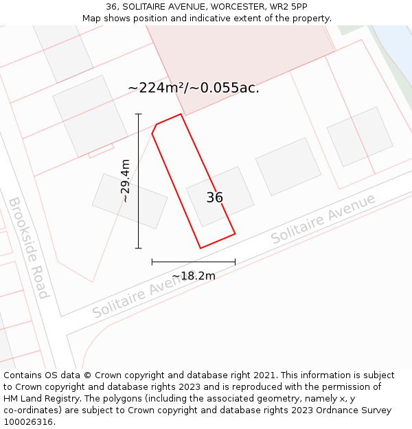 36, SOLITAIRE AVENUE, WORCESTER, WR2 5PP: Plot and title map