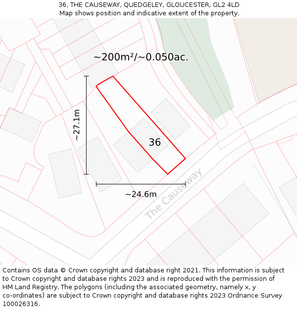 36, THE CAUSEWAY, QUEDGELEY, GLOUCESTER, GL2 4LD: Plot and title map