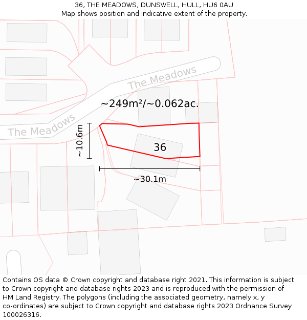 36, THE MEADOWS, DUNSWELL, HULL, HU6 0AU: Plot and title map