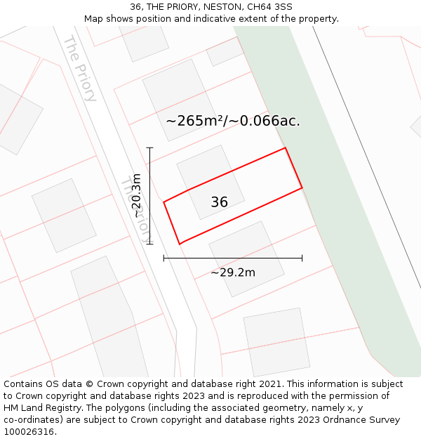 36, THE PRIORY, NESTON, CH64 3SS: Plot and title map