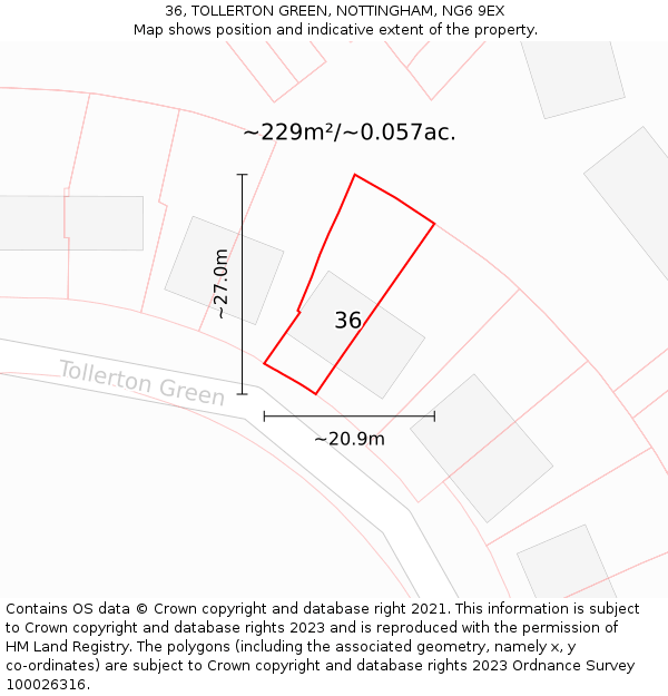 36, TOLLERTON GREEN, NOTTINGHAM, NG6 9EX: Plot and title map