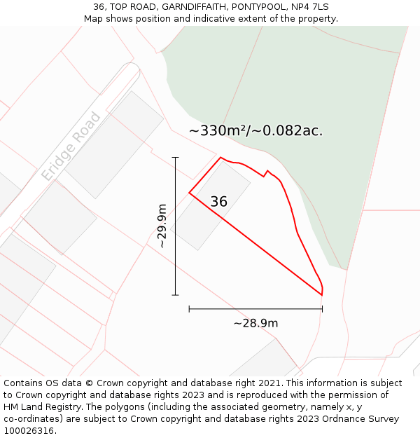 36, TOP ROAD, GARNDIFFAITH, PONTYPOOL, NP4 7LS: Plot and title map