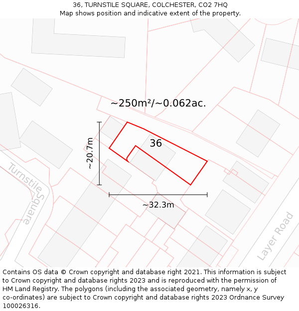 36, TURNSTILE SQUARE, COLCHESTER, CO2 7HQ: Plot and title map