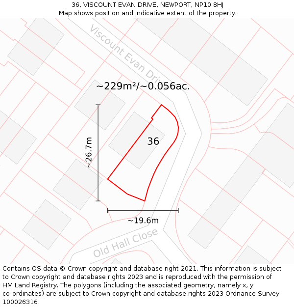36, VISCOUNT EVAN DRIVE, NEWPORT, NP10 8HJ: Plot and title map