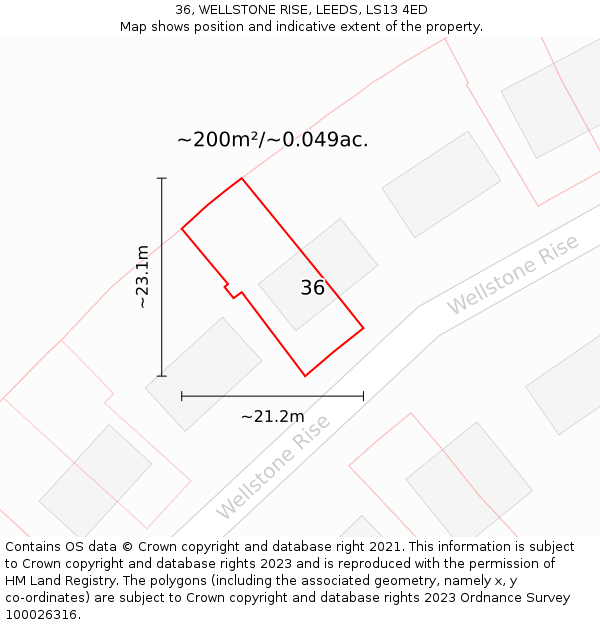 36, WELLSTONE RISE, LEEDS, LS13 4ED: Plot and title map