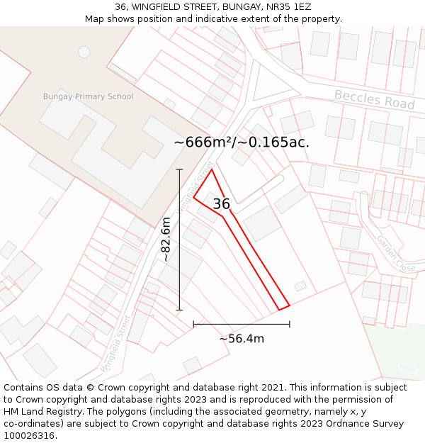 36, WINGFIELD STREET, BUNGAY, NR35 1EZ: Plot and title map