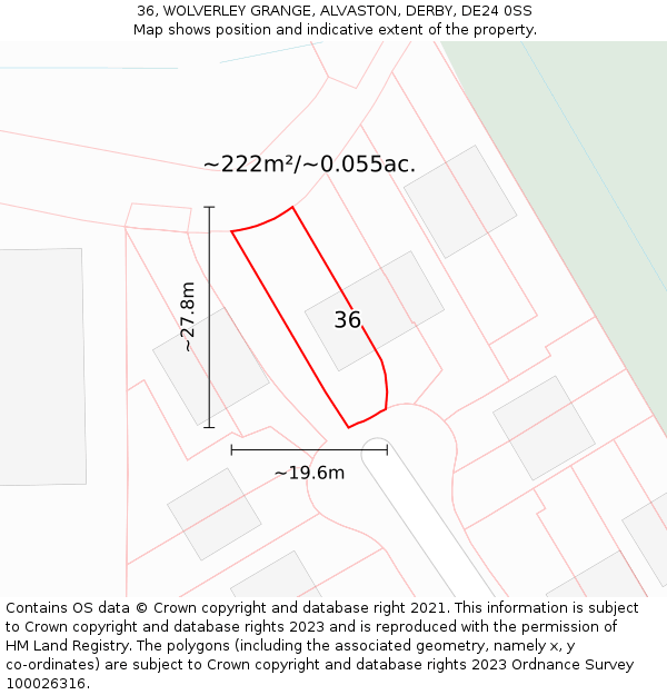 36, WOLVERLEY GRANGE, ALVASTON, DERBY, DE24 0SS: Plot and title map