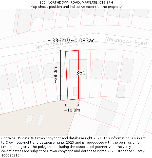 360, NORTHDOWN ROAD, MARGATE, CT9 3PH: Plot and title map