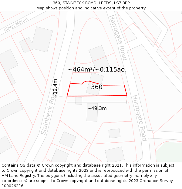 360, STAINBECK ROAD, LEEDS, LS7 3PP: Plot and title map