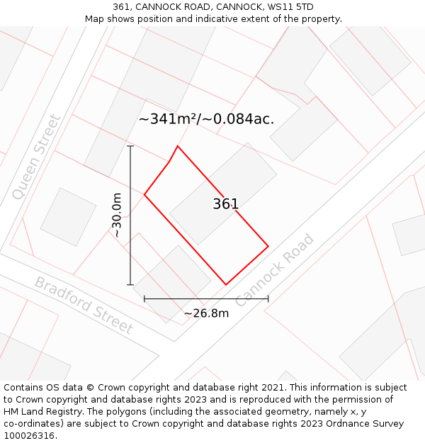 361, CANNOCK ROAD, CANNOCK, WS11 5TD: Plot and title map